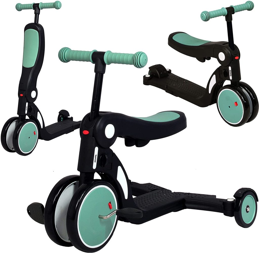 Trottinette évolutive 3 En 1 Vinteky Pour Enfants 1–6 Ans – Poussette, Draisienne, Trottinette – Roues LED, Frein Pied, Max 30 Kg – Apprentissage équilibre En S’amusant